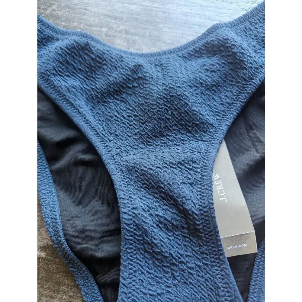 J. CREW RE-IMAGINED Textured Curved Waist Cheeky Bikini Bottom